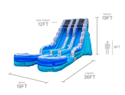 ocean20blue20dual20lane20water20slide20rental20in20grand2 3 Ocean Blue 19' Dual Lane Double Water Slide
